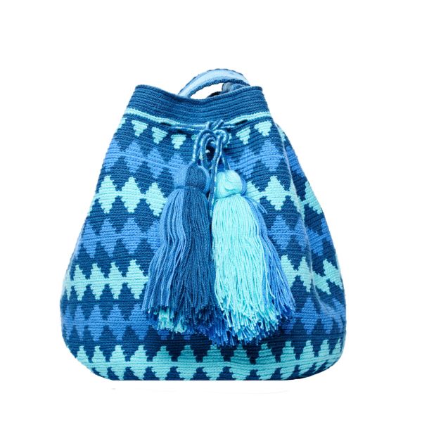 Mochila standard turchese azzurra rombi